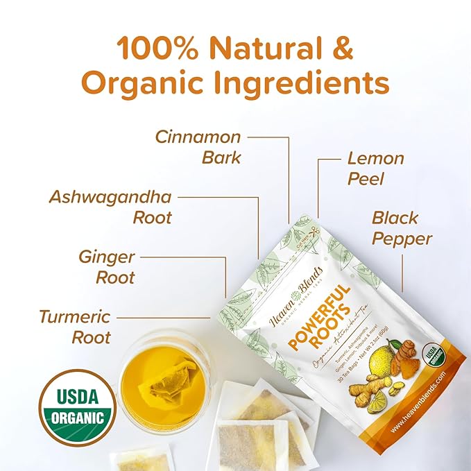 Heaven Blends Powerful Roots Organic Herbal Tea – Antioxidant Blend - Image 3