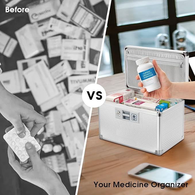 Medicine Lock Box with Key, Alluminum Alloy Box - Image 6