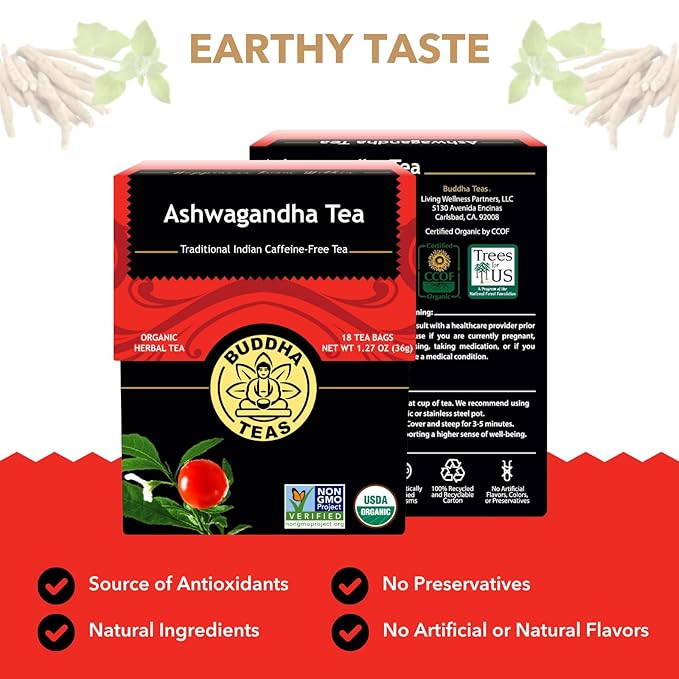 Buddha Teas - Ashwagandha Root Tea - Herbal Tea - Promote Cleansing & Wellness - Image 3