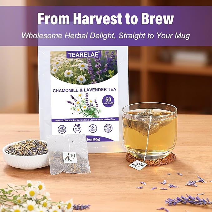 TEARELAE - Chamomile Lavender Tea, 50 Herbal Tea Bags - Non-GMO - Caffeine-Free - Image 5