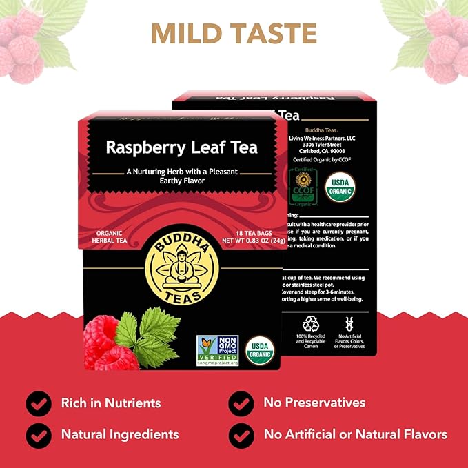 Buddha Teas - Organic Raspberry Leaf Tea - Herbal Tea - - Image 3