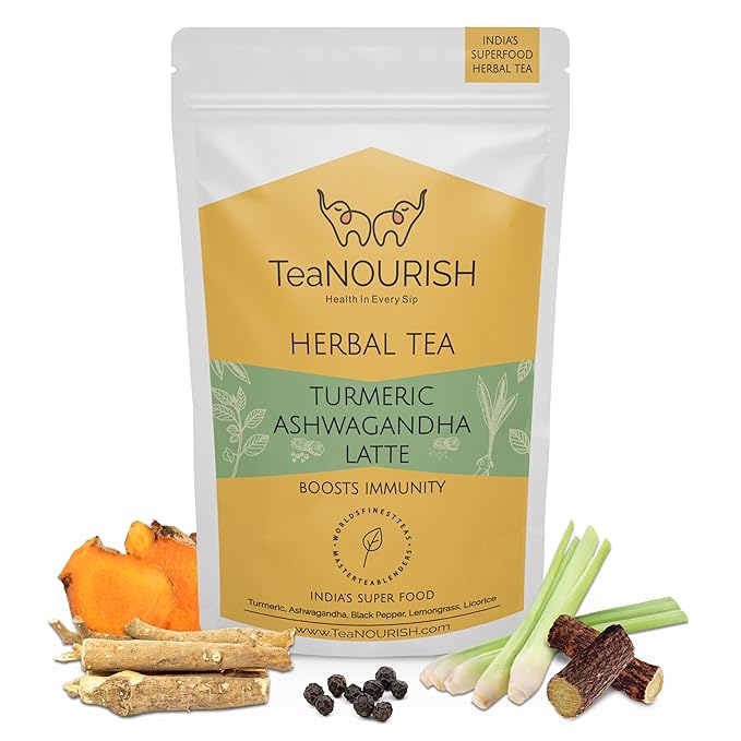 TeaNOURISH Turmeric Ashwagandha Latte | Golden Milk Powder | Authentic Indian by TeaNOURISH