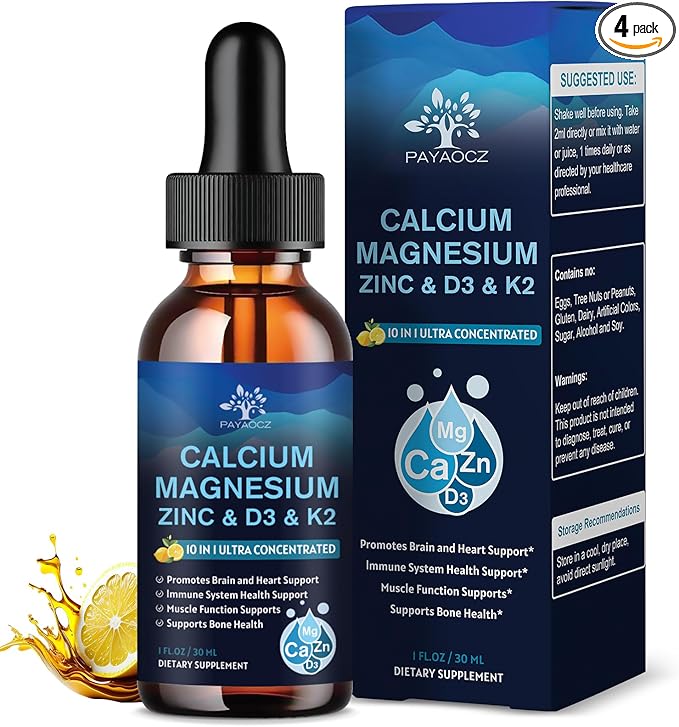 10 in 1 Calcium Magnesium Zinc Supplement, Magnesium Glycinate Complex Liquid by PAYAOCZ