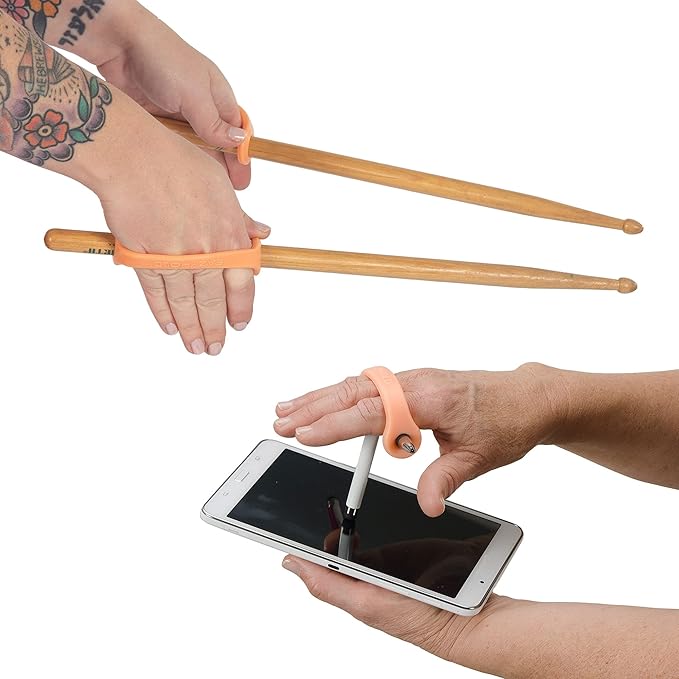 EazyHold Orange Silicone Hand Grip Aid, U Cuff, Utensils Holder, Self Feeding - Image 2