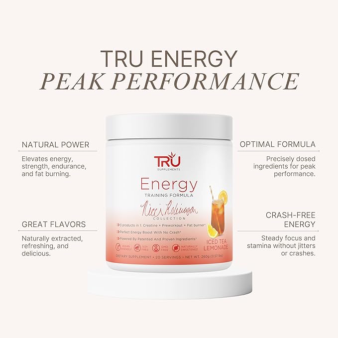 TRU Supplements Supplements Energy, Pre Workout Training Formula, Vegan Friendly - Image 3