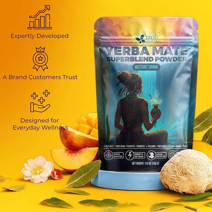 FreshDrinkUS, Premium 6.35oz Yerba Mate Super Blend Powder – Plant-Based - Image 9