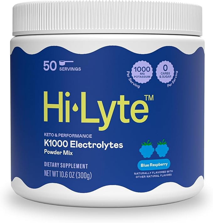 Hi-Lyte K1000 Blue Raspberry Electrolytes Powder, 50 Servings by Hi-Lyte