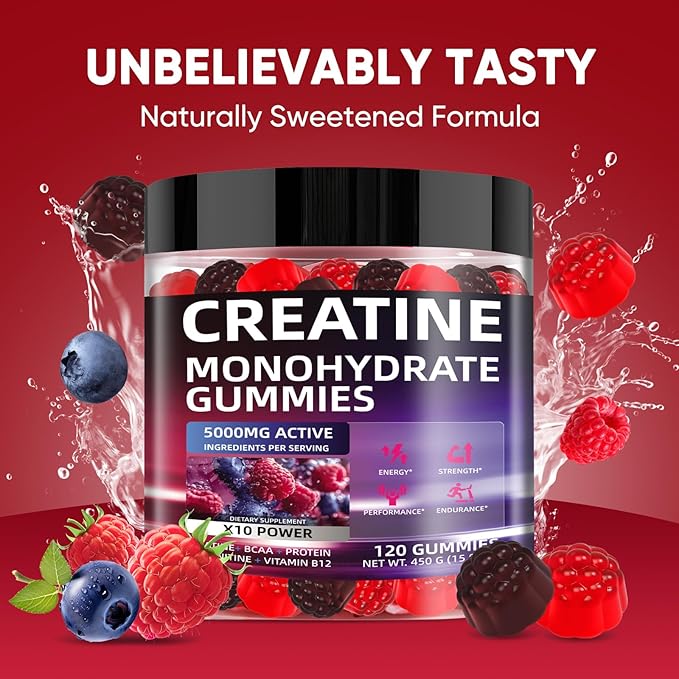 Creatine Monohydrate Gummies 5000mg – Sugar-Free Vegan Creatine Supplement - Image 2