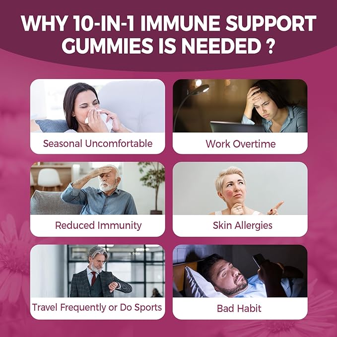 10 in 1 Immune Support Supplement Gummies, w/Echinacea, Elderberry Vitamin C - Image 7
