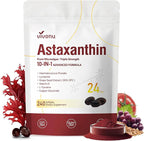 10 in 1 Astaxanthin Supplements 24mg, 4 Month Supply, Astaxantina Antioxidant by SupplementsGummiesandTea