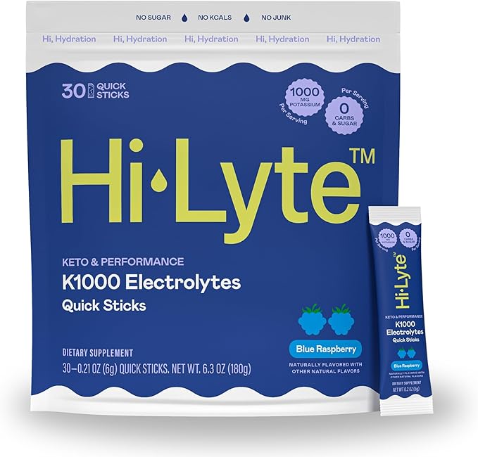 Hi-Lyte K1000 Blue Raspberry Electrolytes Powder Packets, 30 Servings by Hi-Lyte