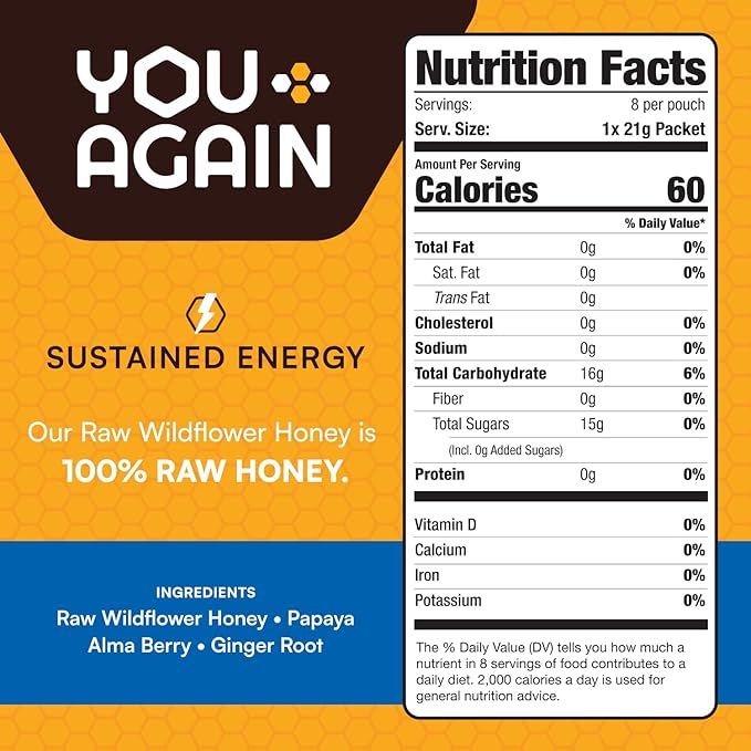 You Again Super Honey Wild Ginger Packets | Workout Clean Energy Gel Packs | - Image 2