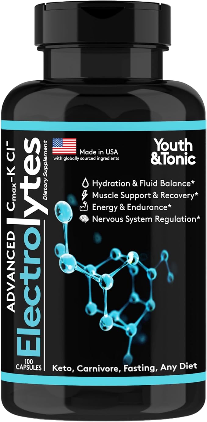 Complete Electrolyte Supplement Pills High Absorption | Cmax Potassium Chloride by YouthTonic