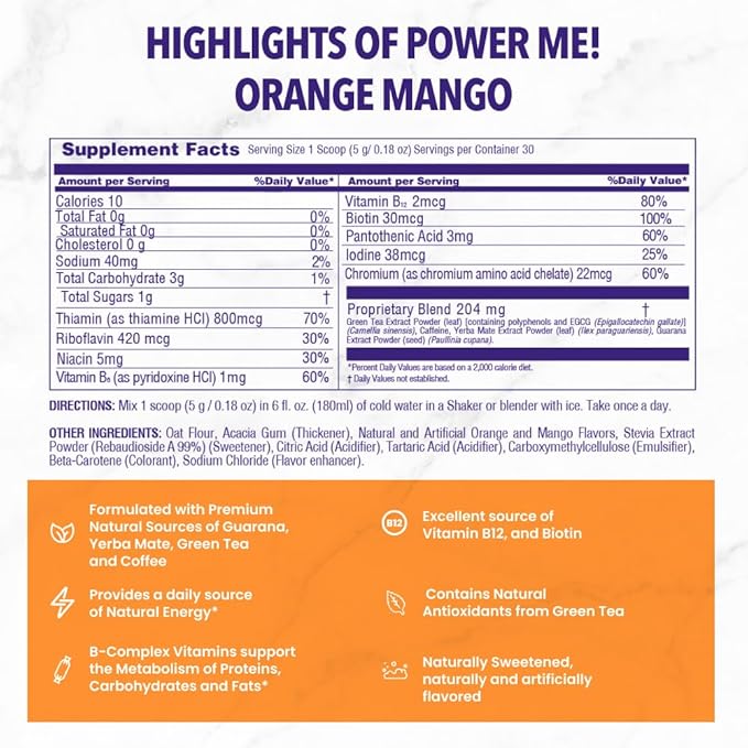 VIVRI PowerMe! Energy Boost Formula | Orange Mango Flavor | Coffee Alternative - Image 6