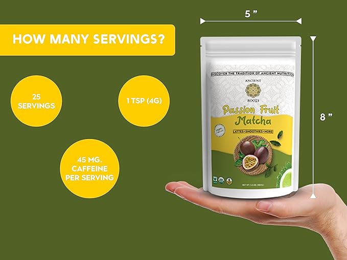 Ancient Roots Passion Fruit Matcha Mix – Organic Green Tea Powder - Image 5