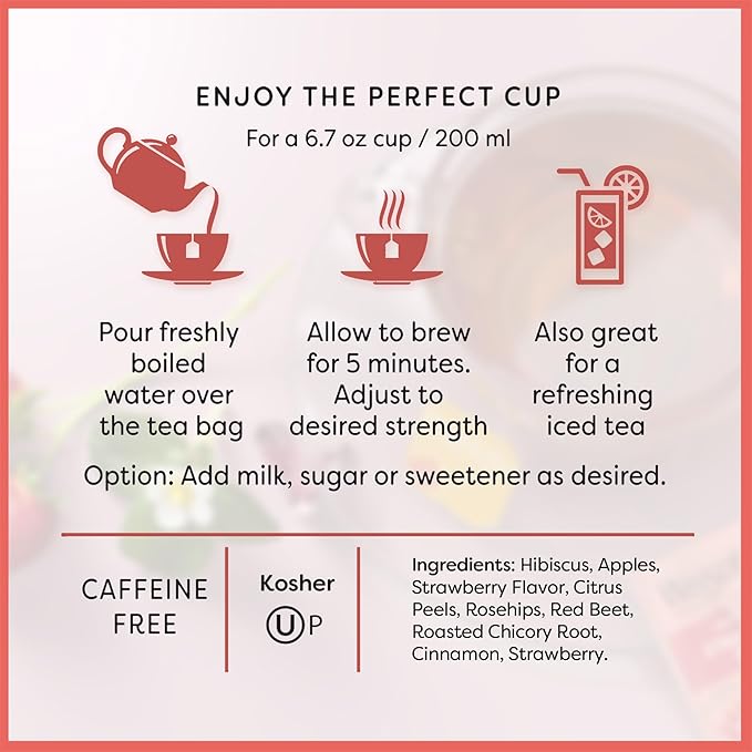 Wissotzky Strawberry Burst Herbal Tea | Fruity Blend | Caffeine Free Tea | - Image 7