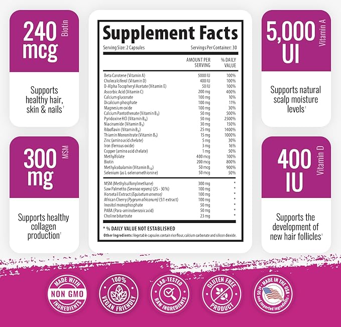 1 Body Hair Skin Nails Growth Vitamin - Image 2