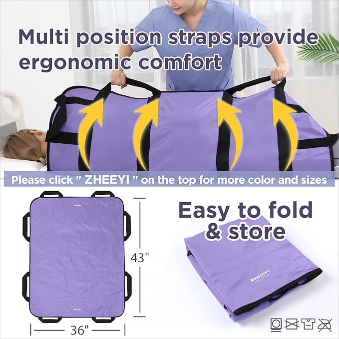 Positioning Bed Pad with Reinforced Handles 2 Pack 43" x 36" Patient Transfer - Image 4