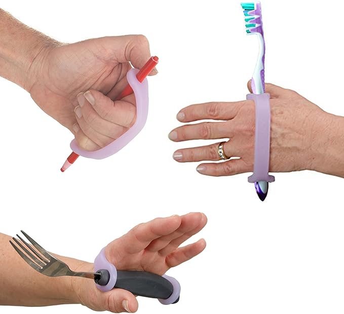 EazyHold Lavender Silicone Assistive Universal Cuff, Hand Grip Device - Image 2