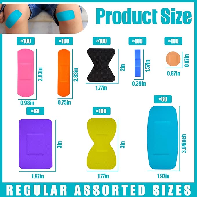 Lounsweer 720 Pcs Assorted Bandage Bulk Variety Pack Flexible Adhesive - Image 2