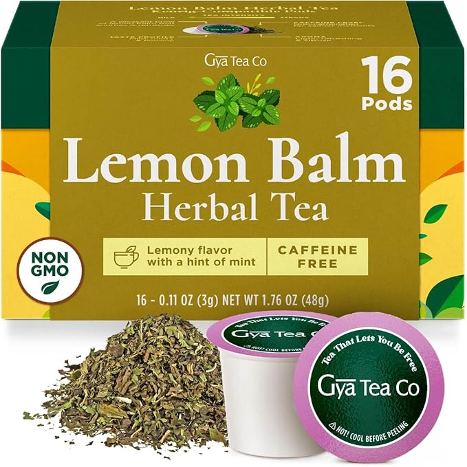 Gya Tea Co Lemon Balm Herbal Tea Pod- Decaf Wellness Tea by GyaTeaCo