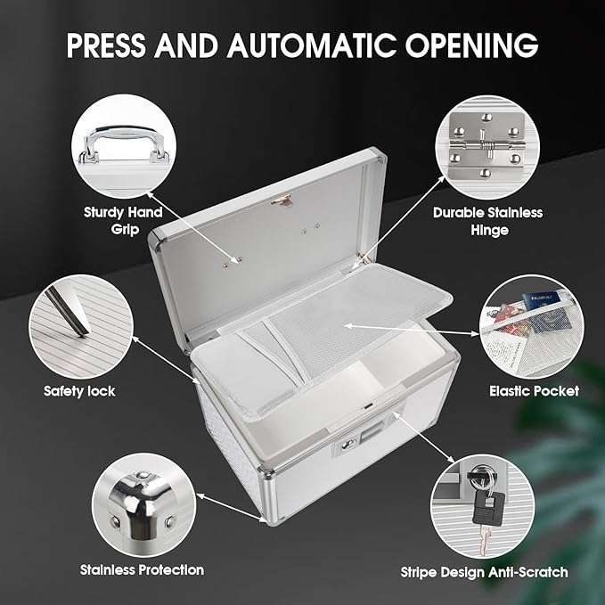 Medicine Lock Box with Key, Alluminum Alloy Box - Image 7