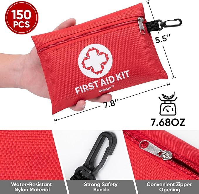 PTEROMY 150 Piece Mini First Aid Kit, Portable Small Emergency Kits Compact 1st - Image 4