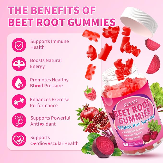 Beet Root Gummies for Women & Men, Beetroot Supplement Beet Chews - Image 4