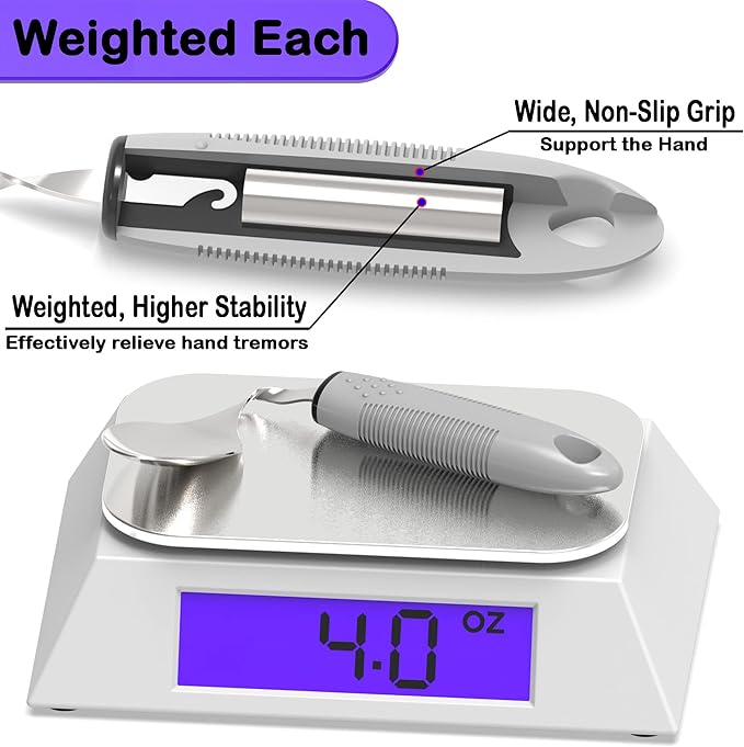 Weighted Parkinsons Utensils for Hand Tremors, Weighted Silverware for - Image 3