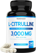 L Citrulline 3000mg Supplement Support L Arginine & Nitric Oxide Pills by DoradoNutrition