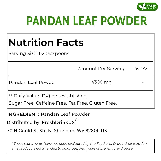 FreshDrinkUS, Premium 1.3oz Pandan Leaf Powder, 100% Natural and Pure from - Image 2