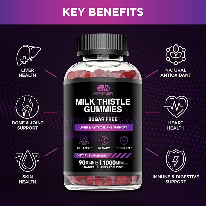 Effective Nutra Milk Thistle Gummies | Sugar-Free Milk Thistle Extract 1000mg - Image 2