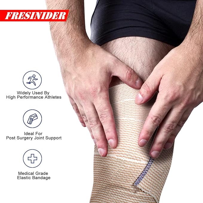 FRESINIDER Premium Elastic Bandage Wrap, 6 Pack 4" Cotton Latex Free - Image 7