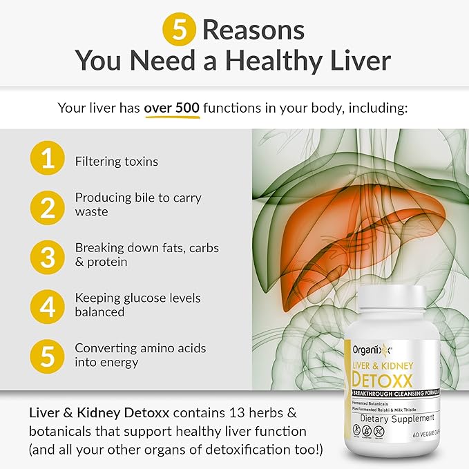 Organixx Kidney & Liver Support Cleanse Supplement, Milk Thistle Reishi Herbal - Image 4