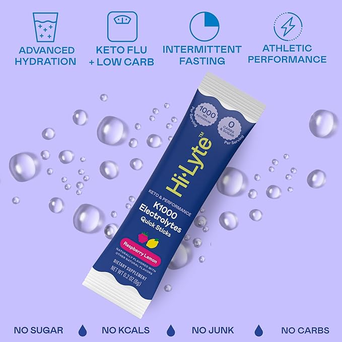 Hi-Lyte K1000 Electrolytes Powder Packets Raspberry Lemon, 30 Servings - Image 4