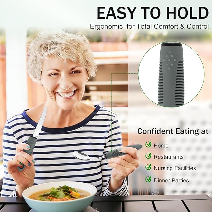 Adaptive Utensils for Elderly 4 Piece, 45°Angled Parkinsons Utensils for Elderly - Image 3