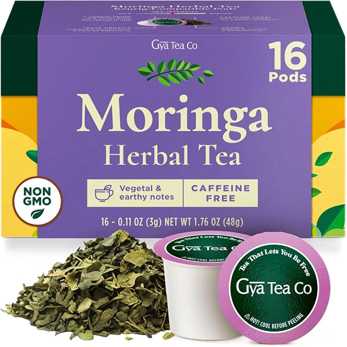 Gya Tea Co Moringa Herbal Tea Pod- Decaf Wellness Tea by GyaTeaCo