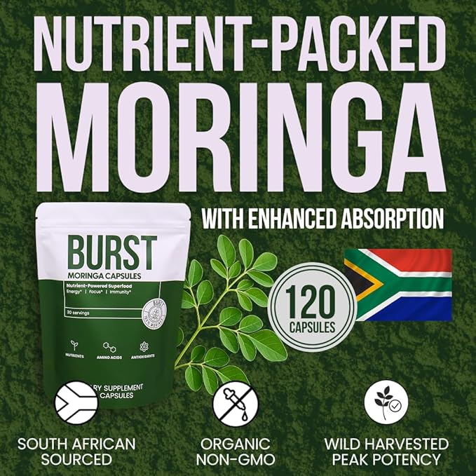 Burst 100% Organic Moringa Capsules – Supports Energy, & Vitality | Pure - Image 4