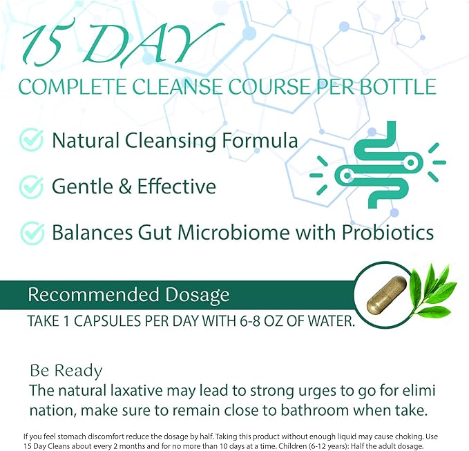 15 Day Cleanse Gut Support, Advanced Gentle Daily Colon Gut Cleanse Detox - Image 5