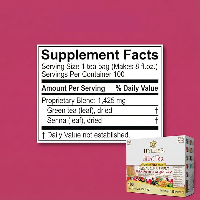 HYLEYS Slim Tea 9 Flavor Assortment 100 Ct - Image 2