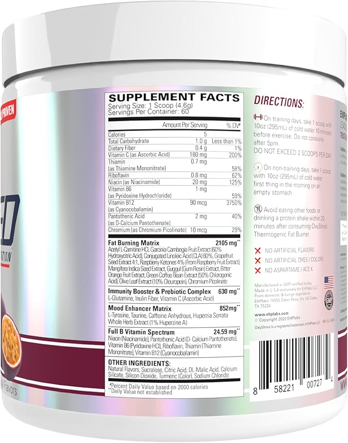 EHP Labs OxyShred Pre Workout Powder & Shredding Supplement - Image 8