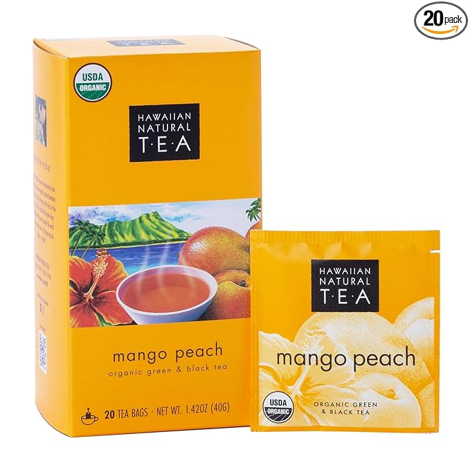 Hawaiian Natural Tea Mango Peach Flavored Organic Tea by HawaiianNaturalTea