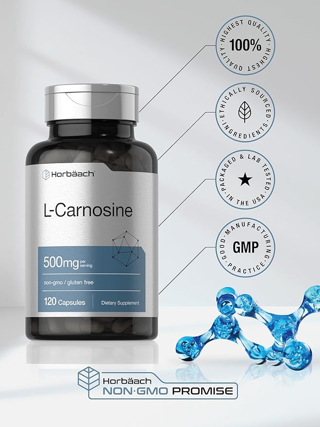 Horbäach L-Carnosine 500mg | 120 Capsule Supplement | Non-GMO & Gluten Free - Image 6