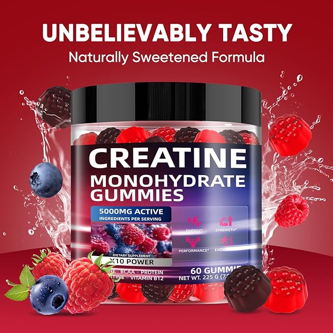Creatine Monohydrate Gummies 5000mg – Sugar-Free Vegan Creatine Supplement - Image 2