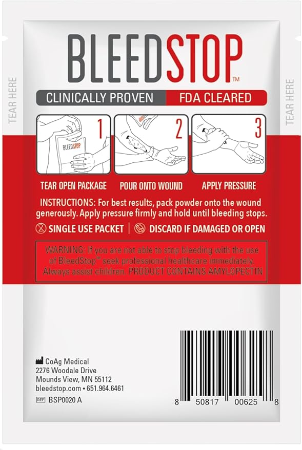 BleedStop™ First Aid Powder for Blood Clotting, Trauma Kit, Blood Thinner - Image 3