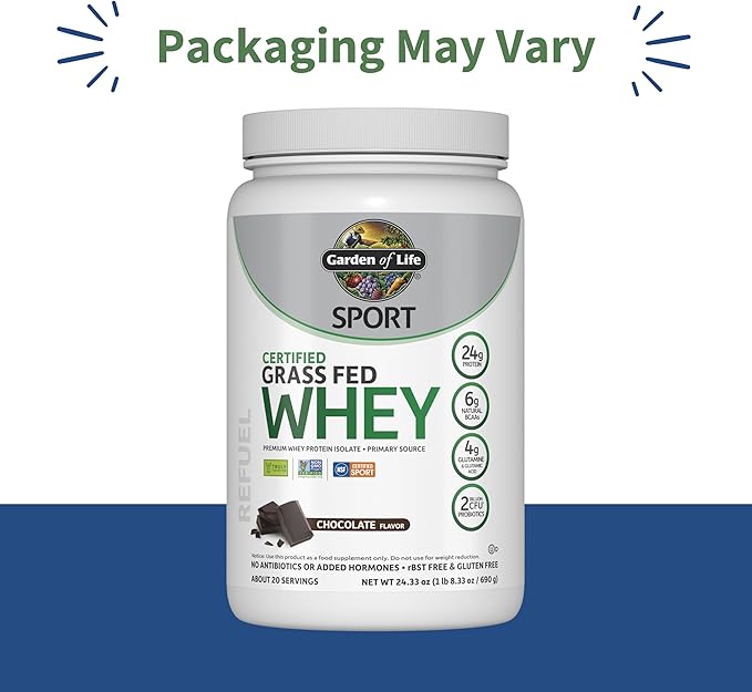 Garden of Life SPORT Whey Protein Powder Chocolate, Premium Grass Fed Whey - Image 2