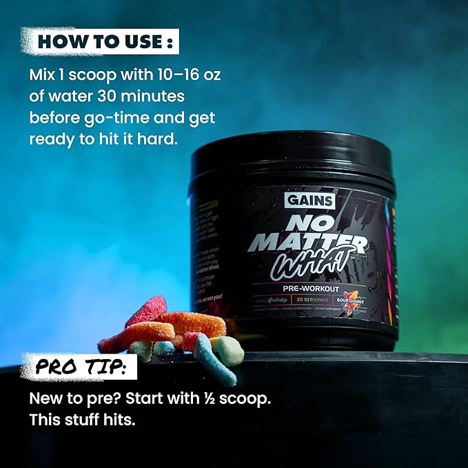 Gains in Bulk No Matter What Pre Workout Powder, - Image 8