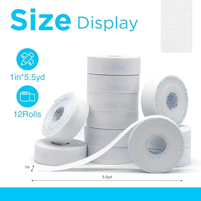 OK TAPE Hypoallergenic Surgical Tape 1 inch x 5.5yd |12 Rolls, Dry Medical Tape - Image 2