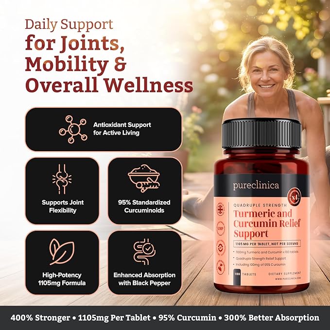 1100mg Turmeric and Curcumin x 180 Tablets - Image 4