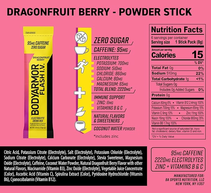 BODYARMOR Caffeinated Flash I.V. Electrolyte Packets - Image 2